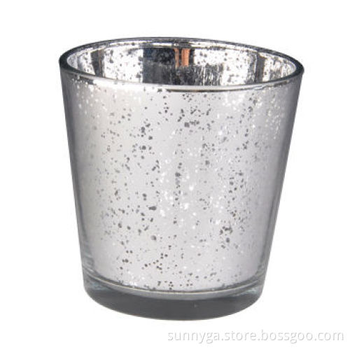 Glass Candle Holder with Plating and Laser Engraving Finish